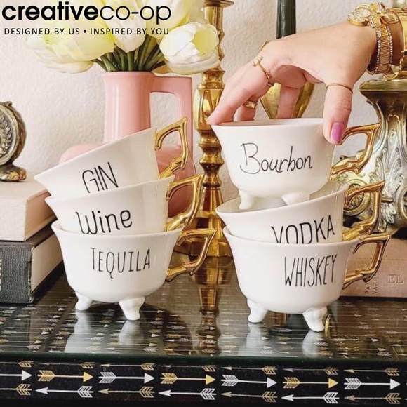 Creative Co-Op Boozy Stoneware Footed Tea Cup - Picture 1 of 15